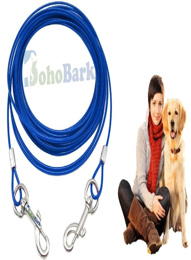 BohoBark حبل ربط/مقود للكلاب من بوهوبارك (15FIT)، مناسب لجميع سلالات الكلاب حتى وزن 100 رطل - مثالي للاستخدام الخارجي، والحديقة، والتخييم (لون أزرق) - Image 1